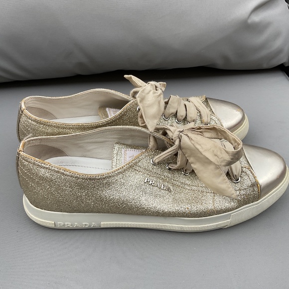 Prada gold glitter sneakers - Picture 4 of 4
